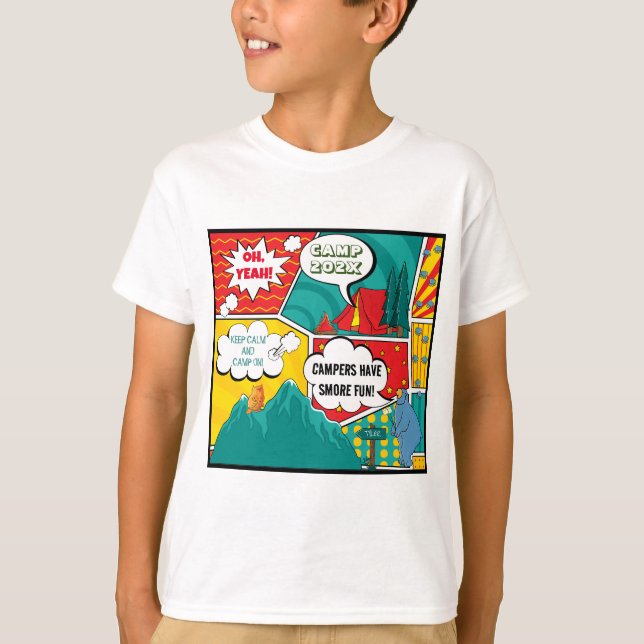 Camiseta Campamento de verano de arte pop infantil (Anverso)