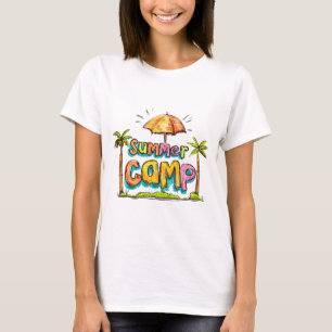 Camiseta Campamento de verano - Rótulo colorido del campame