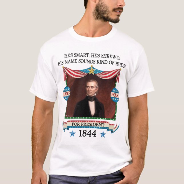Camiseta Campaña de James K. Polk 1844 (camisa ligera para (Anverso)