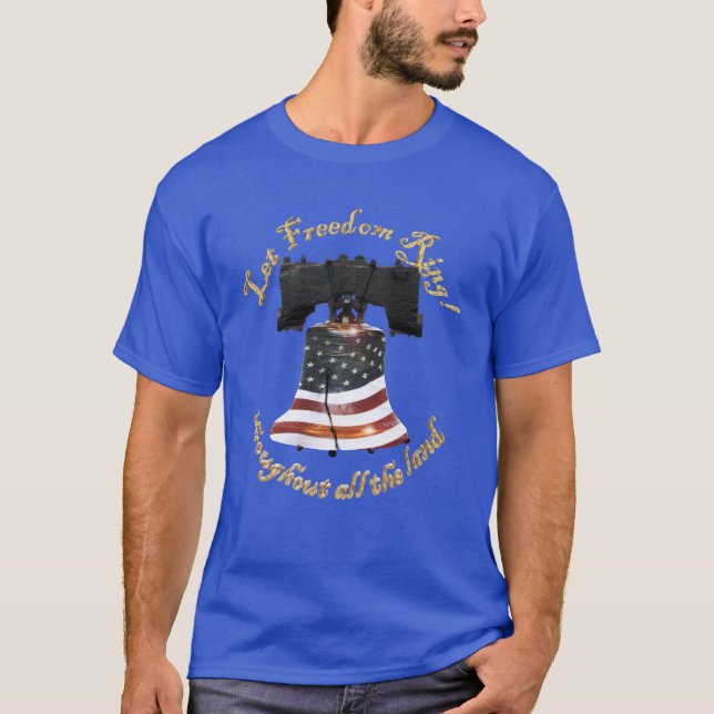 Camiseta Campana de la libertad con bandera estadounidense  (Anverso)