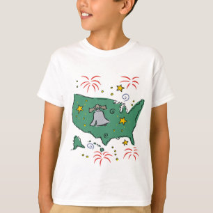 Camiseta Campana de libertad y fuegos artificiales niños t