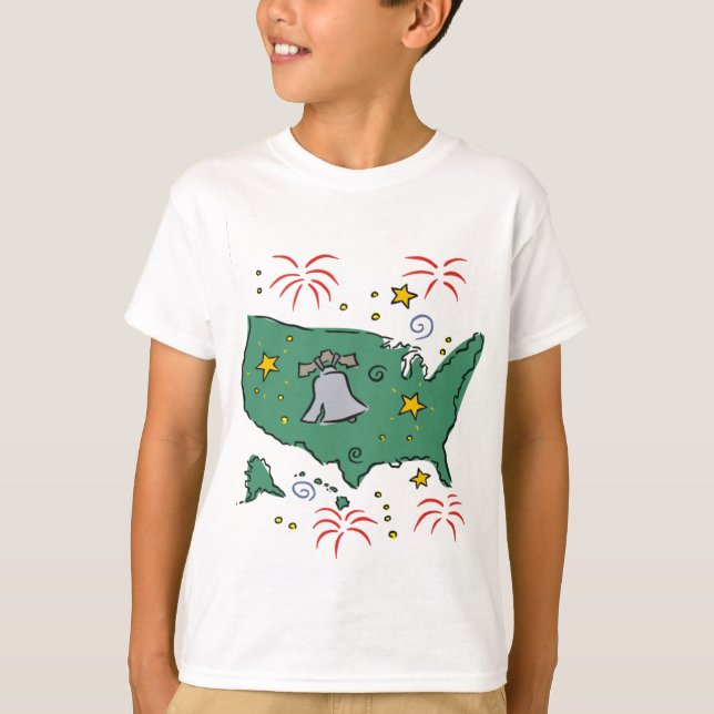 Camiseta Campana de libertad y fuegos artificiales niños Te (Anverso)
