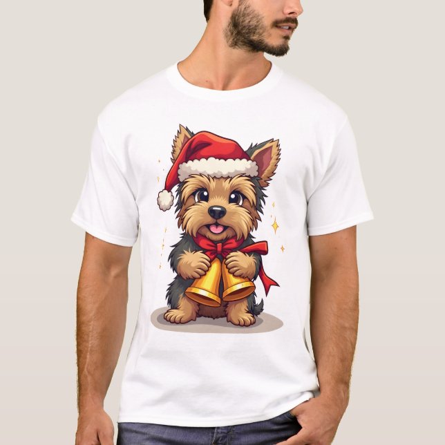 Camiseta Campanas de Navidad de Yorkshire Terrier (Anverso)
