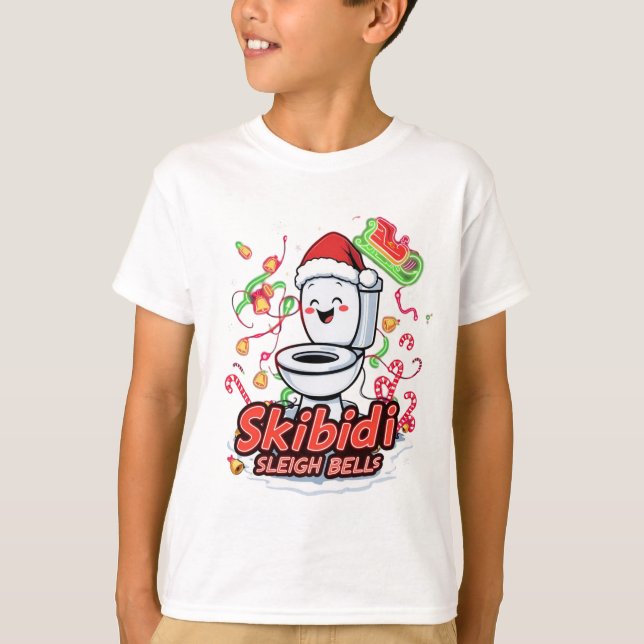 Camiseta Campanas de Trineo Skibidi gen Alpha meme Navidad (Anverso)