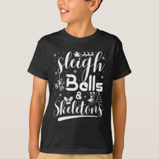 Camiseta Campanas de trineo y esqueletos bailando divertida