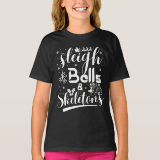 Camiseta Campanas de trineo y esqueletos bailando divertida