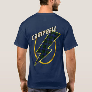 Camiseta Campbell Clan Badge & Lightning Bolt Tartán