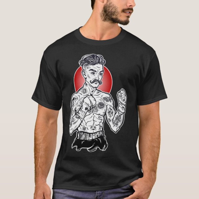 Camiseta Campeón de boxeo tatuador de la vieja escuela (Anverso)