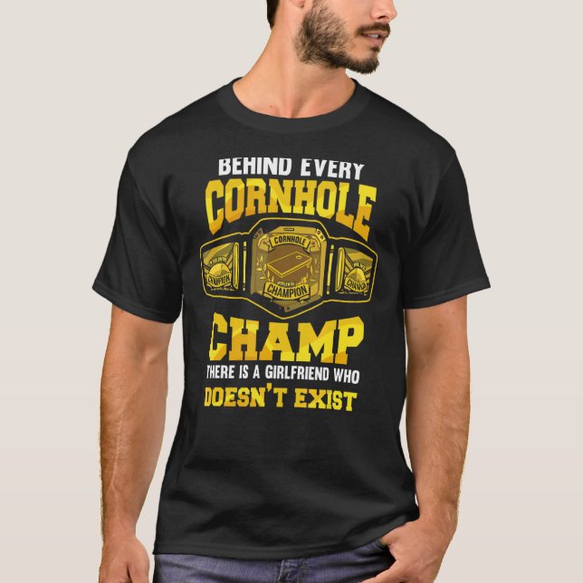 Camiseta Campeón de Cornhole para hombres que rompen bolsas (Anverso)