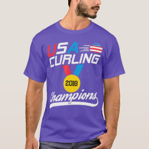 Camiseta Campeón de Curling T 2018 en blanco y azul en Esta