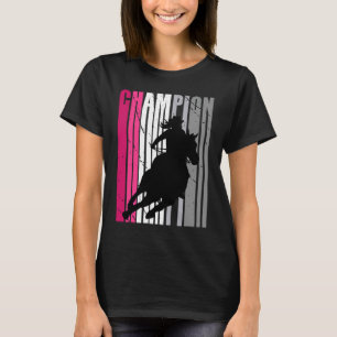 Camiseta Campeón de la Carreras de barril rosa para las muj