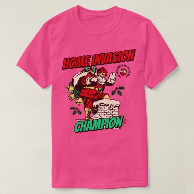 Camiseta Campeón de la invasión doméstica de Santa Claus de (Diseño del anverso)