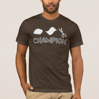 Camiseta campeón de papel de las tijeras de la roca