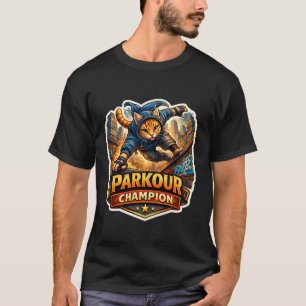 Camiseta Campeón de Parkour Dueño de Gato Divertido Amante 