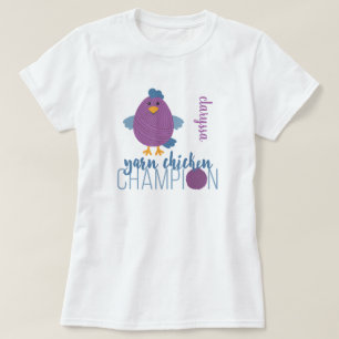 Camiseta Campeón de pollo con yartán azul y púrpura