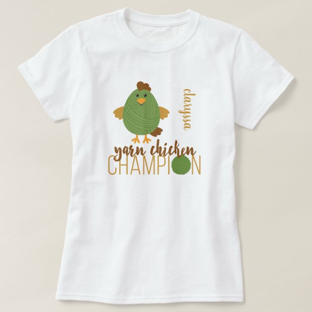 Camiseta Campeón de Pollo Verde y Marrón (Diseño del anverso)