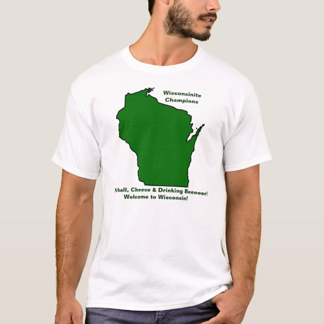 Camiseta Campeón de Wisconsin en fútbol, queso y cerveza (Anverso)