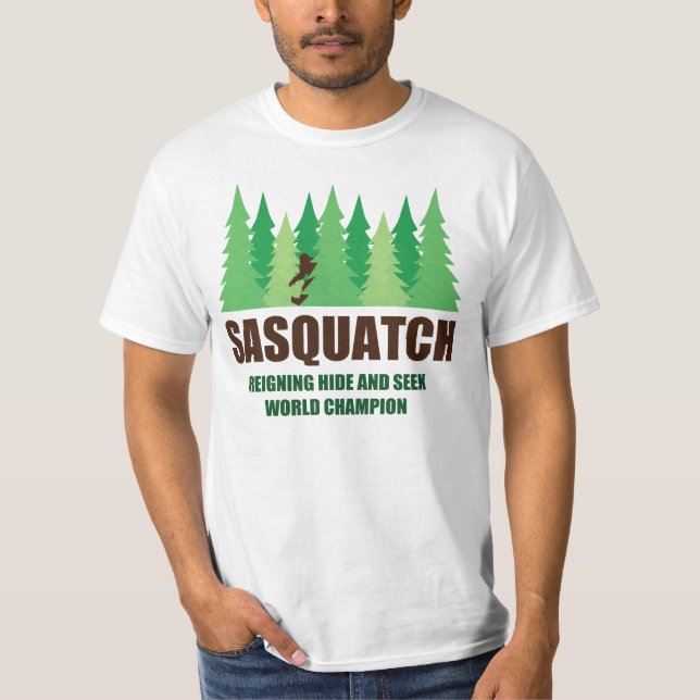 Camiseta Campeón del mundo del escondite de Bigfoot (Anverso)