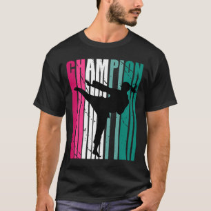 Camiseta Campeón Retro De Karate Silhouette Colorido Verde 