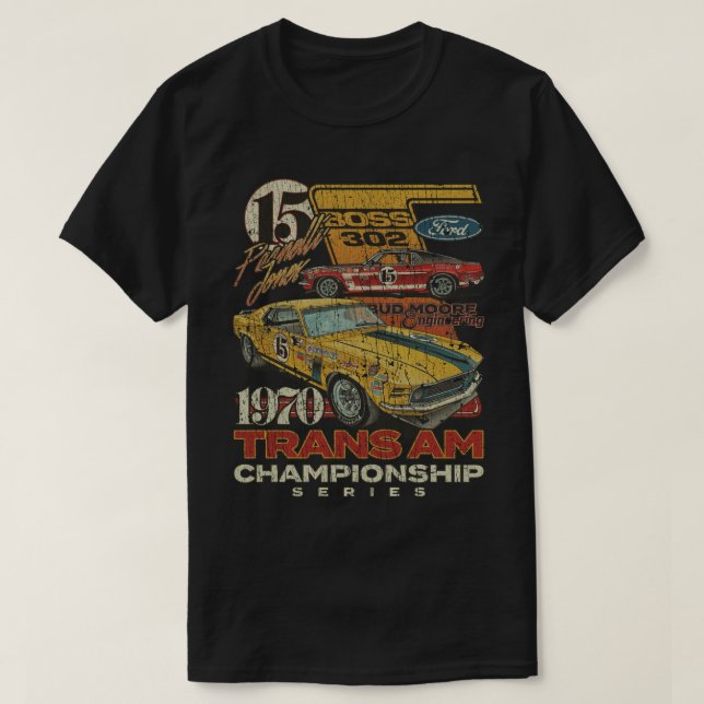 Camiseta Campeonato Trans Am de Mustang 15 1970 (Diseño del anverso)