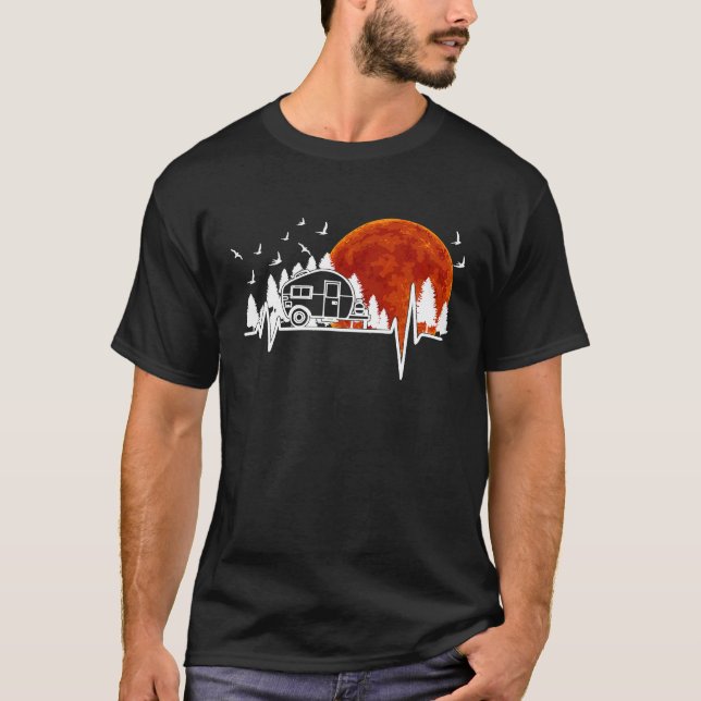 Camiseta Camper de ritmo acelerado Van Moon Forest Camping  (Anverso)