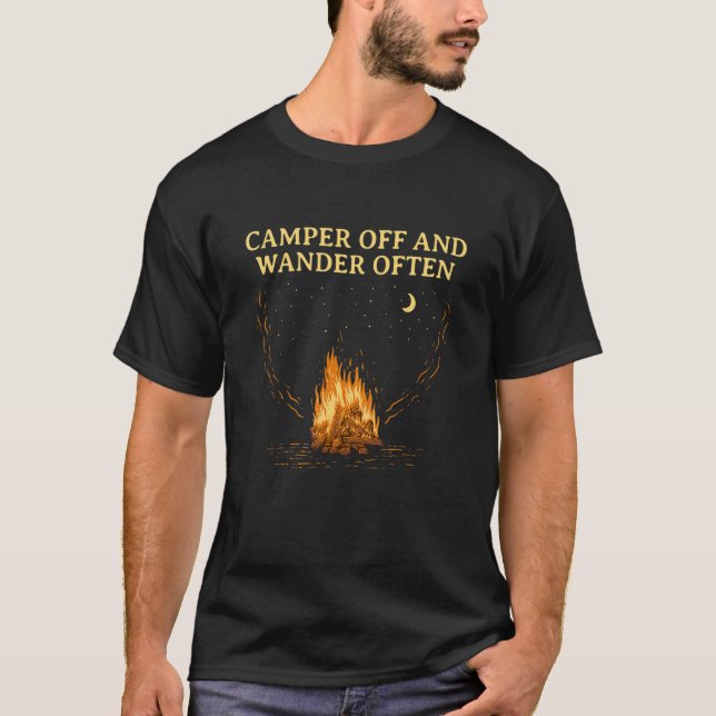 Camiseta Camper hacia fuera y Wander Campamento de Viajeros (Anverso)