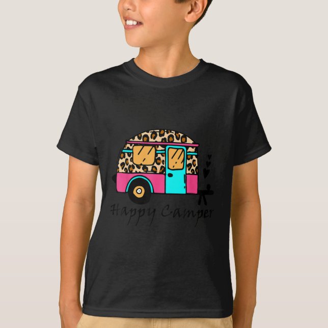 Camiseta Camper Happy Summer Camp Camping Leopard Funny Gla (Anverso)