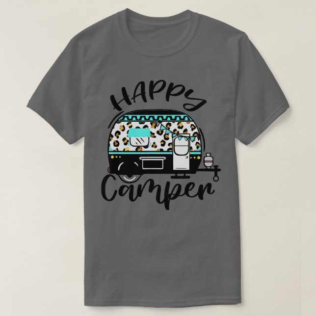 Camiseta Camper Happy Summer Camp Camping Leopard Funny Gla (Diseño del anverso)