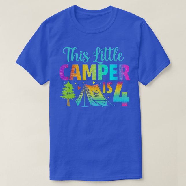 Camiseta Camper Kids Birthday 4 Years Old Camping 4th Bday  (Diseño del anverso)