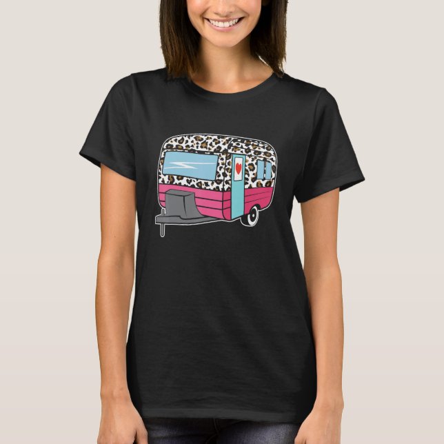 Camiseta Camper Leopard Cheetah Queen RV Camping Funny 5th  (Anverso)