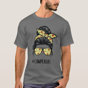 Camiseta Camper Life Messy Bun Hair Camping Messy Bun