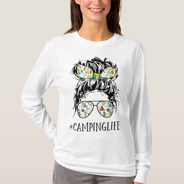 Camiseta Camper Life Mom Camping Life Humor Skull For Campe (Anverso)