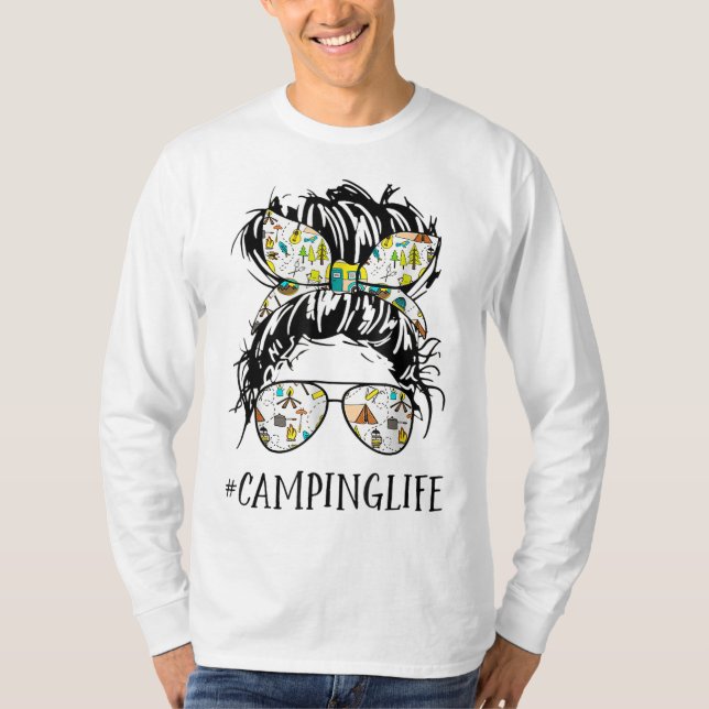 Camiseta Camper Life Mom Camping Life Humor Skull For Campe (Anverso)