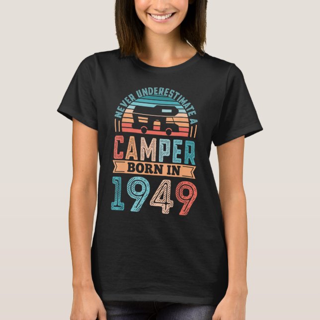 Camiseta Camper nacido en 1949 80º camping de cumpleaños (Anverso)