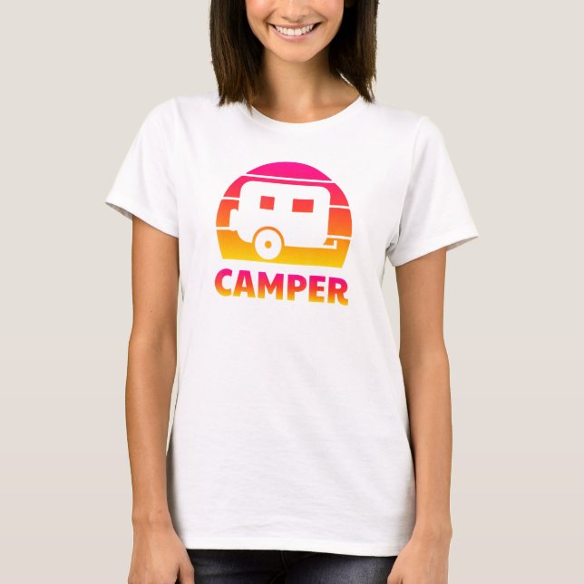 Camiseta Camper Retro Sun - Camping Trailer Travel Fun (Anverso)