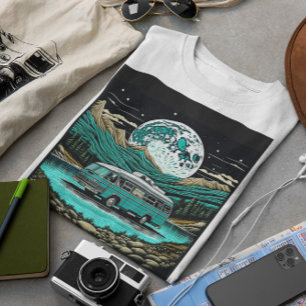 Camiseta Camper RV Vintage Verde Turquesa en las Montañas R