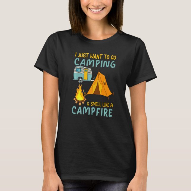 Camiseta Camper Tienda Al Aire Libre Camping Huele A Fogata (Anverso)