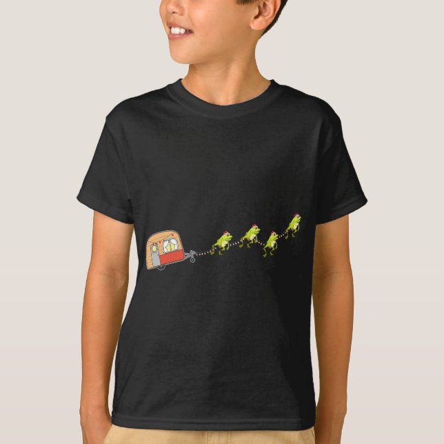 Camiseta Camper Van Navidad Frog Sleigh Cute Animal X-mas (Anverso)
