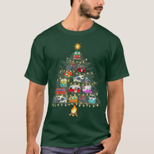 Camiseta Camper vehículos de árbol de Navidad Camping RVing