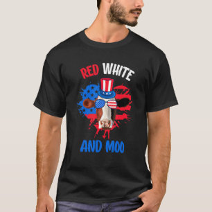 Camiseta Campesino Blanco Rojo Y Moo Patriótico Vaca 4 De J