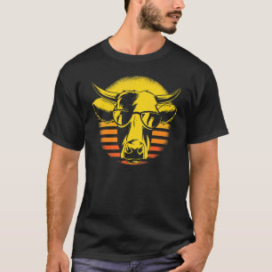 Camiseta Campesino Cabeza de vaca Retro Gafas de sol Granje