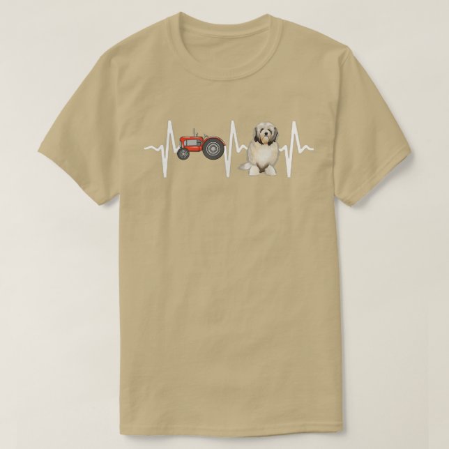 Camiseta Campesino Tractor Lowchen Heartbeat Perro Lover (Diseño del anverso)