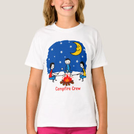 Camiseta Campfire Crew Kids Crayon Night Scene