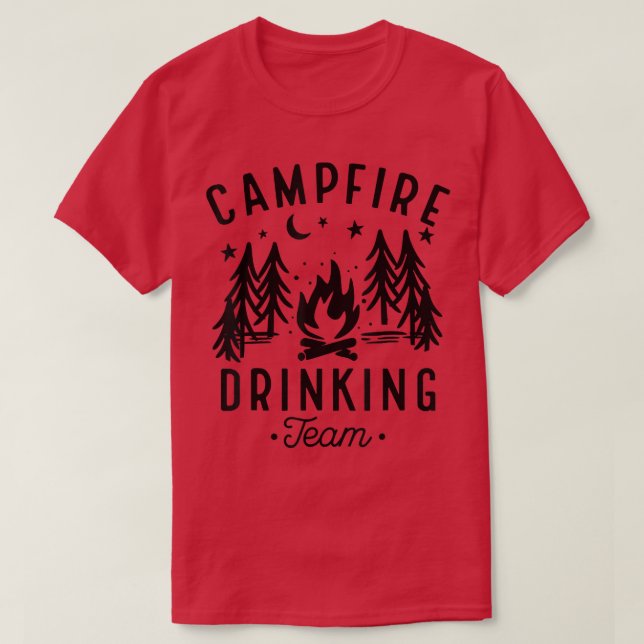 Camiseta Campfire Drinking Team Happy Camper Funny Camping  (Diseño del anverso)