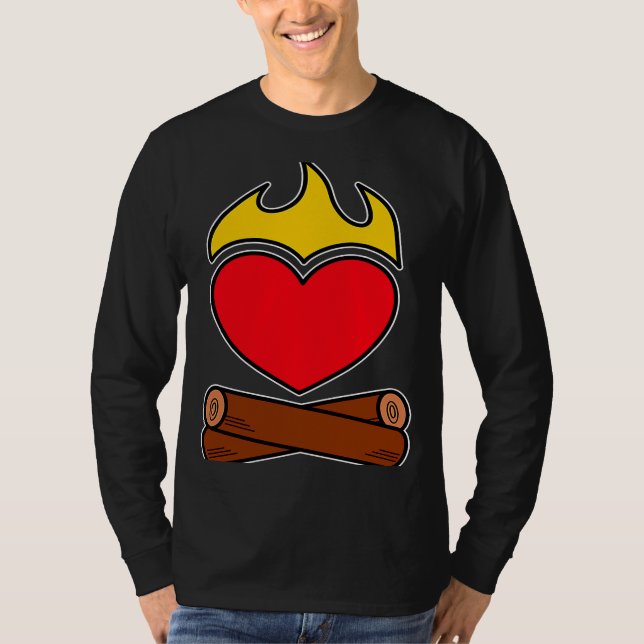 Camiseta Campfire Heart Love Flames Camper Outdoor Family (Anverso)