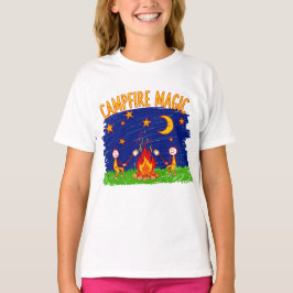 Camiseta Campfire Magic Kids Camping Night Art