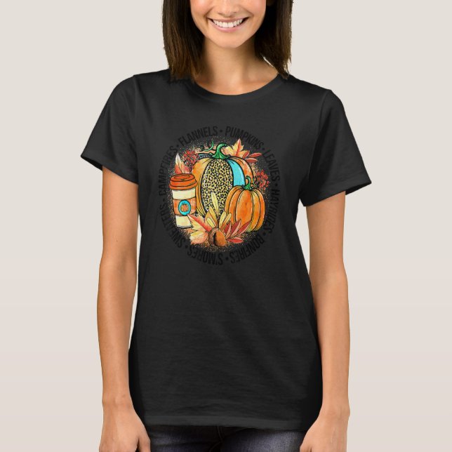 Camiseta Campfires Flannels Pumpkins Spice Leaves Hayrides  (Anverso)
