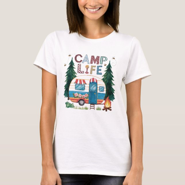 Camiseta Camping acuarela de Camp Life (Anverso)