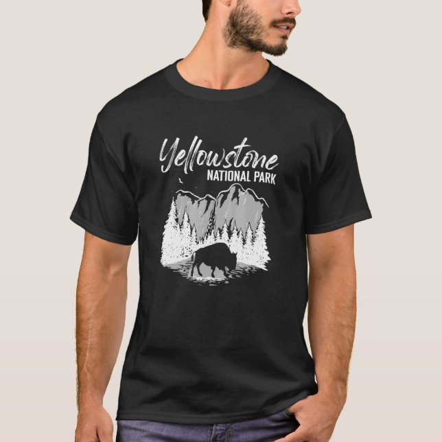 Camiseta Camping al aire libre Montaña Buffalo Yellowstone  (Anverso)