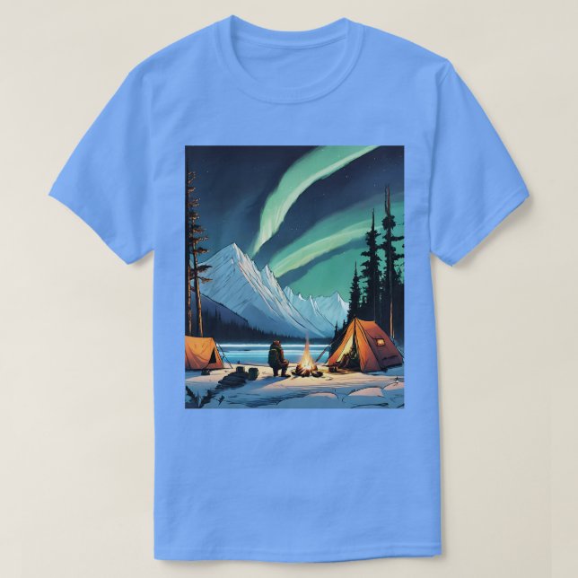 Camiseta Camping bajo el aurora borealis TShirt (Diseño del anverso)